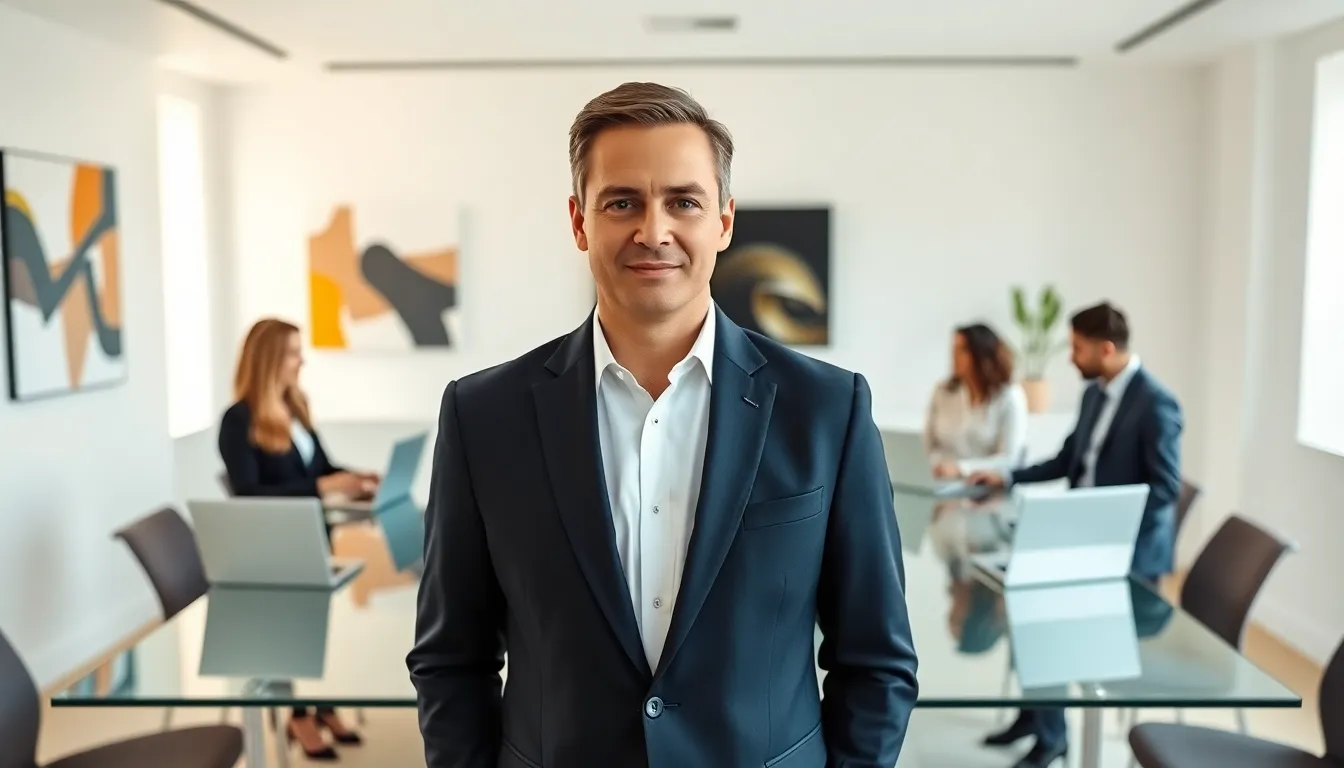 Timothy Williams leading a diverse real estate team in a modern office.