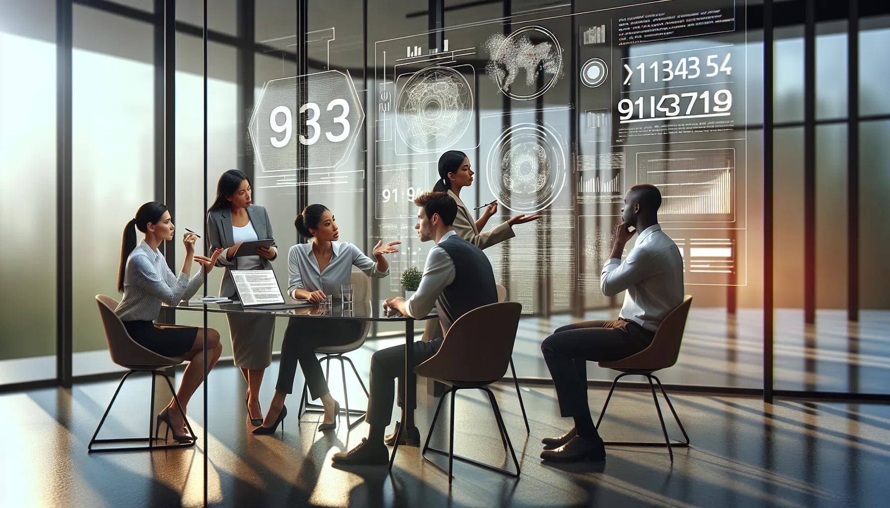 diverse team discussing numerical significance in a modern office.