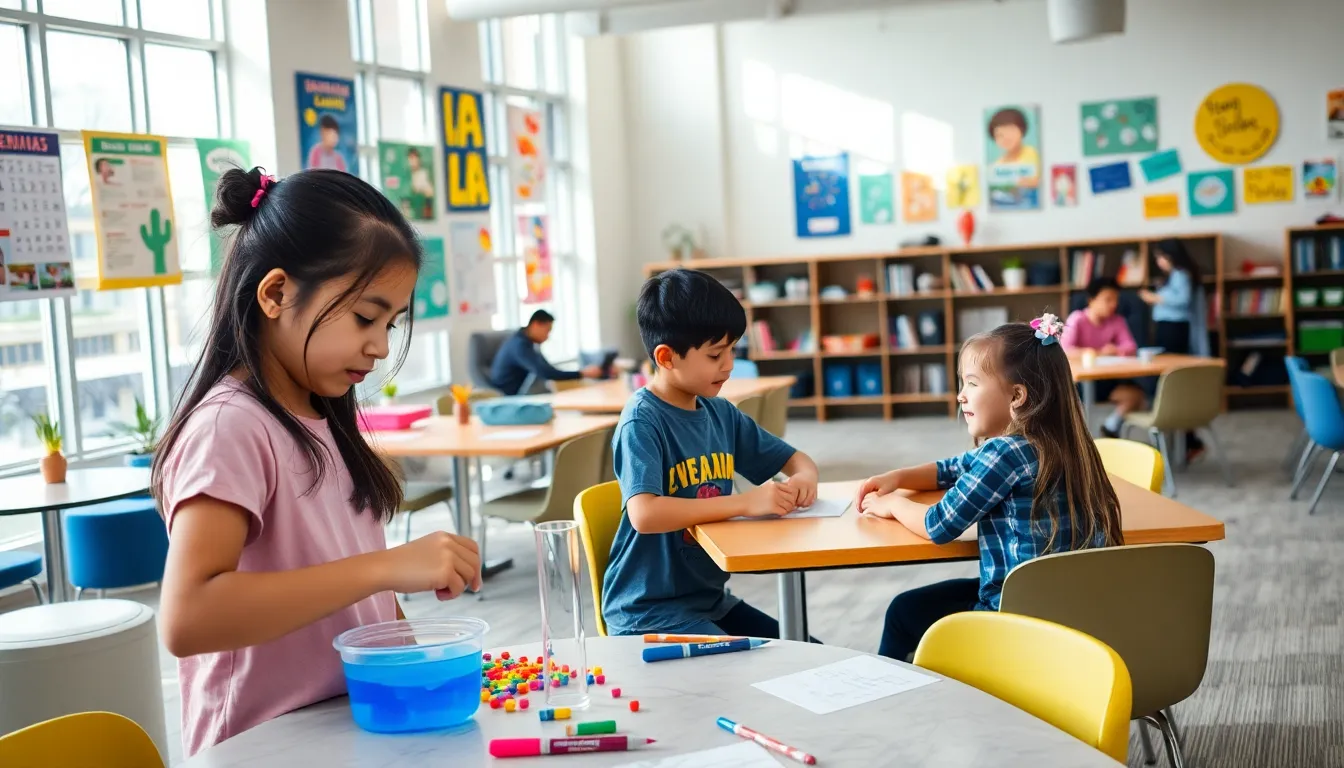 students engaged in hands-on learning in an alternative education classroom.