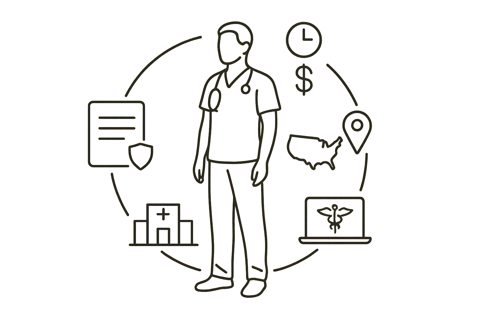 Physician assistant outlined within a contractual boundary restricting location and earnings of Physician Assistant Non-Compete Review.