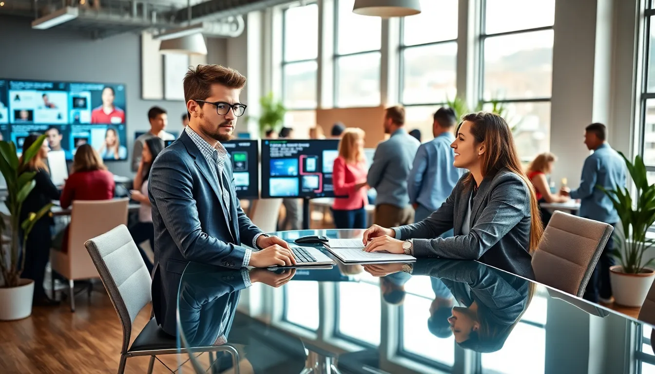 diverse professionals collaborating on mobile app development in a modern office.