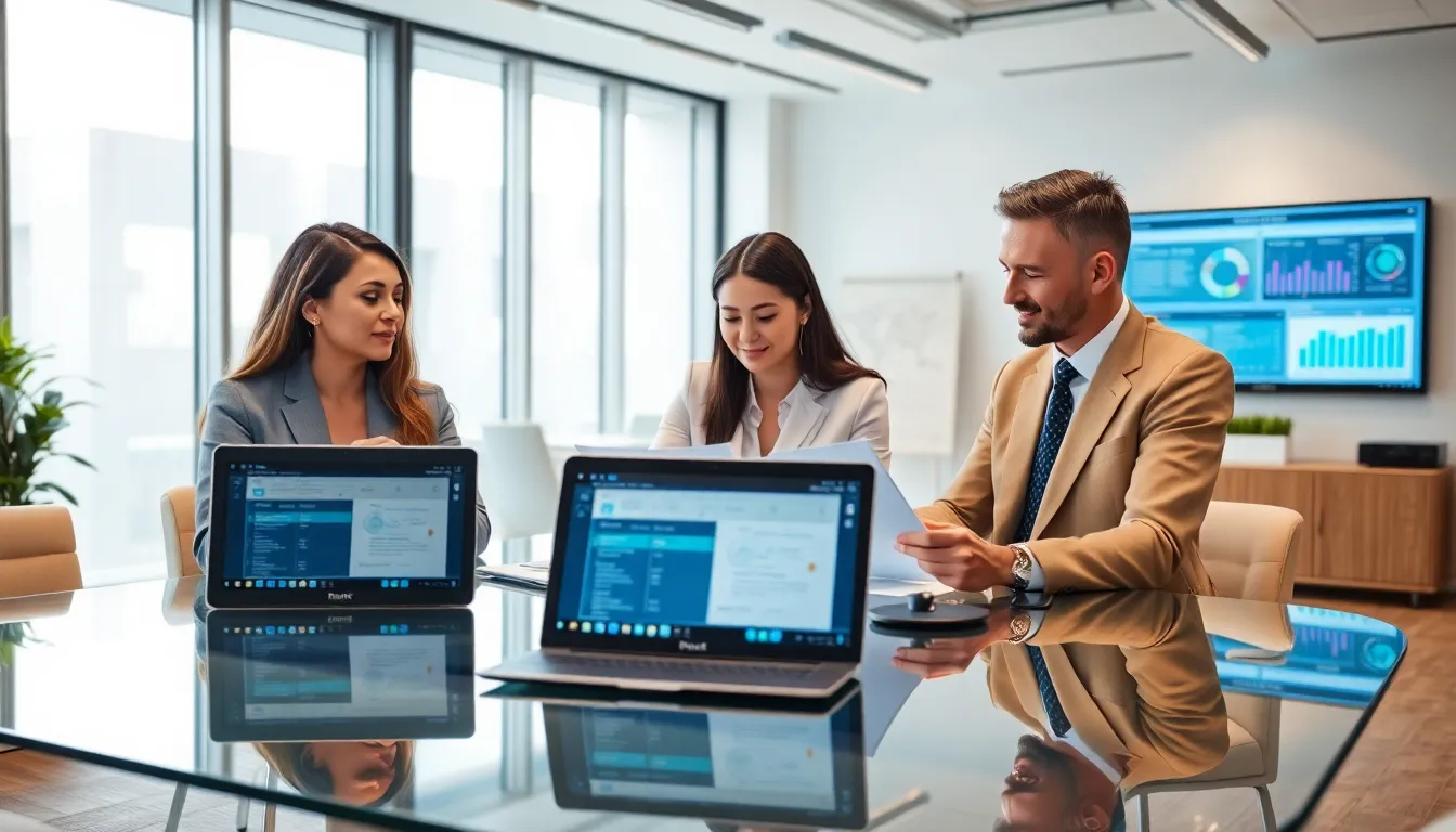 diverse legal team collaborating with advanced technology in a modern law office.