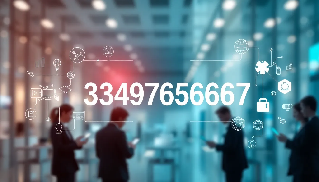digital display of the number 3497656467 in a tech environment.