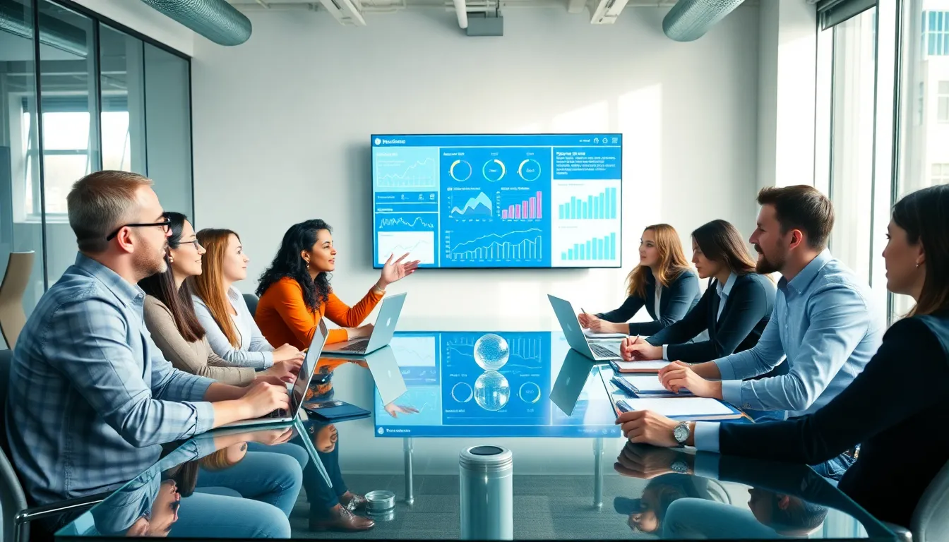 diverse team brainstorming startup ideas in a modern office.