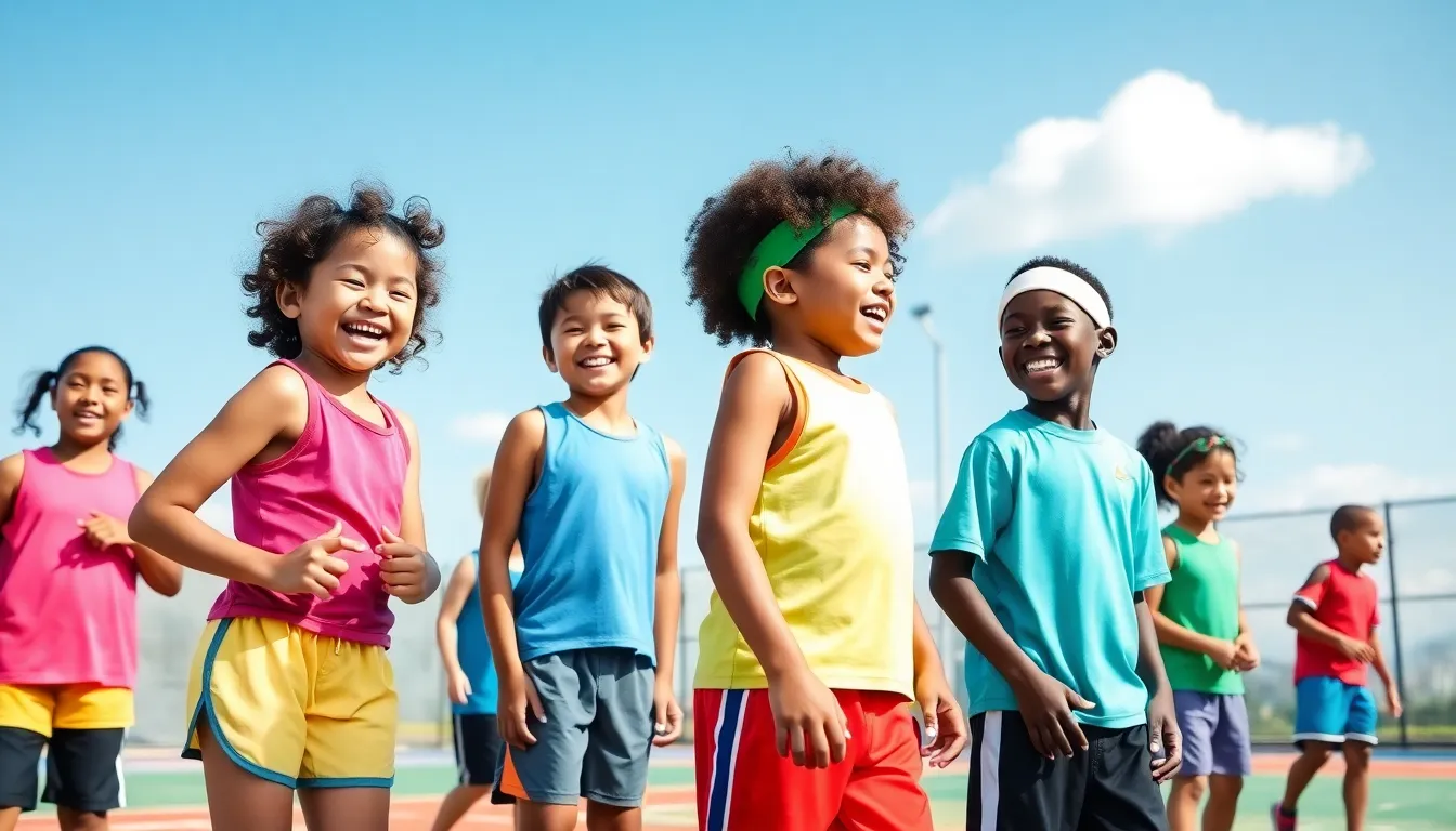 children laughing together during basketball practice.