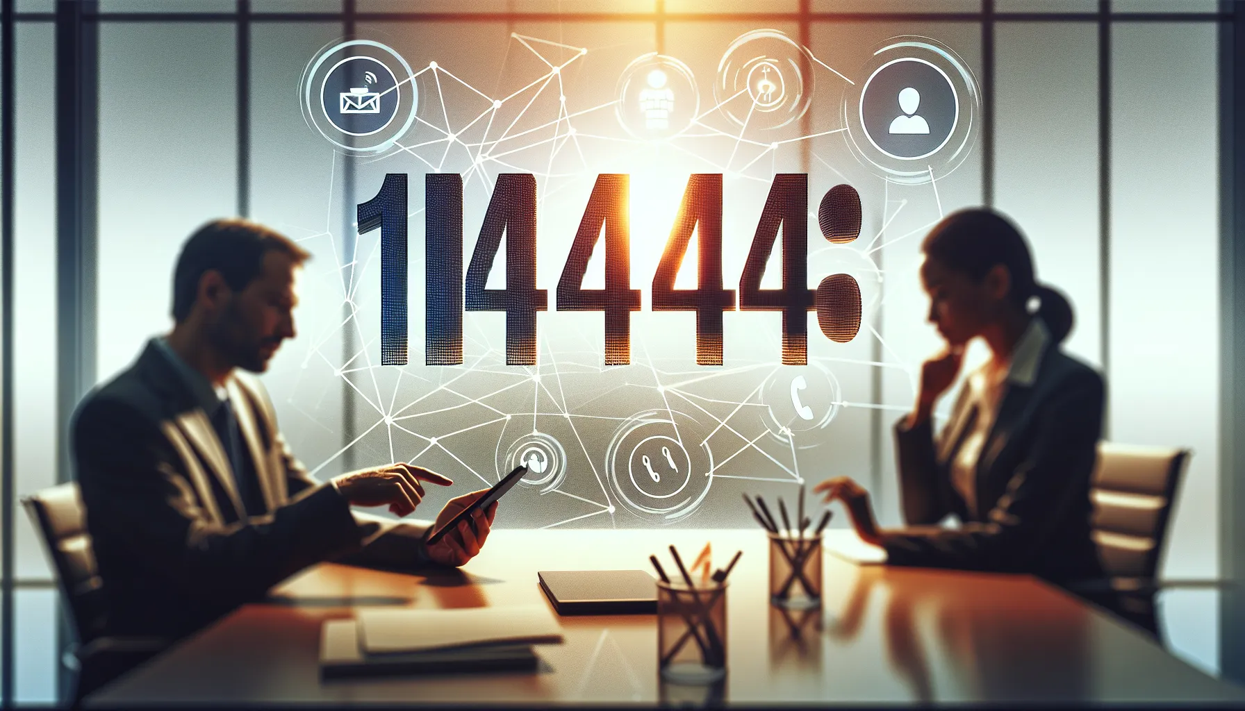 professionals discussing a phone number in a modern office.