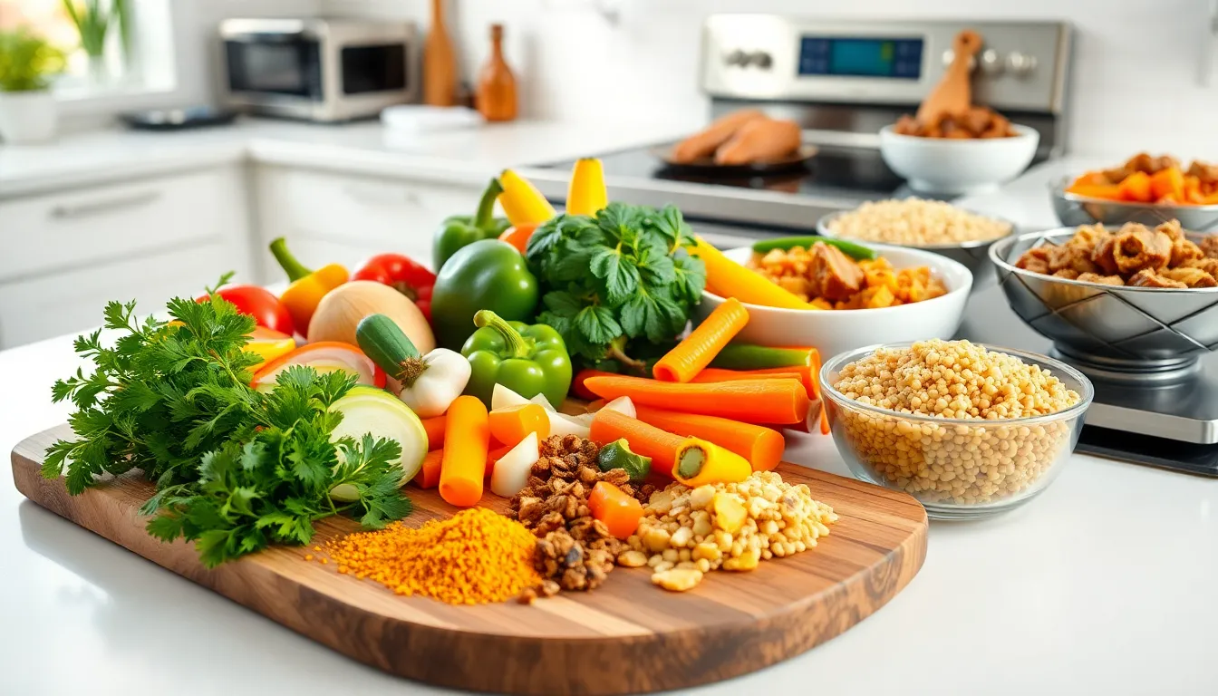 colorful ingredients for Nivhullshi in a modern kitchen