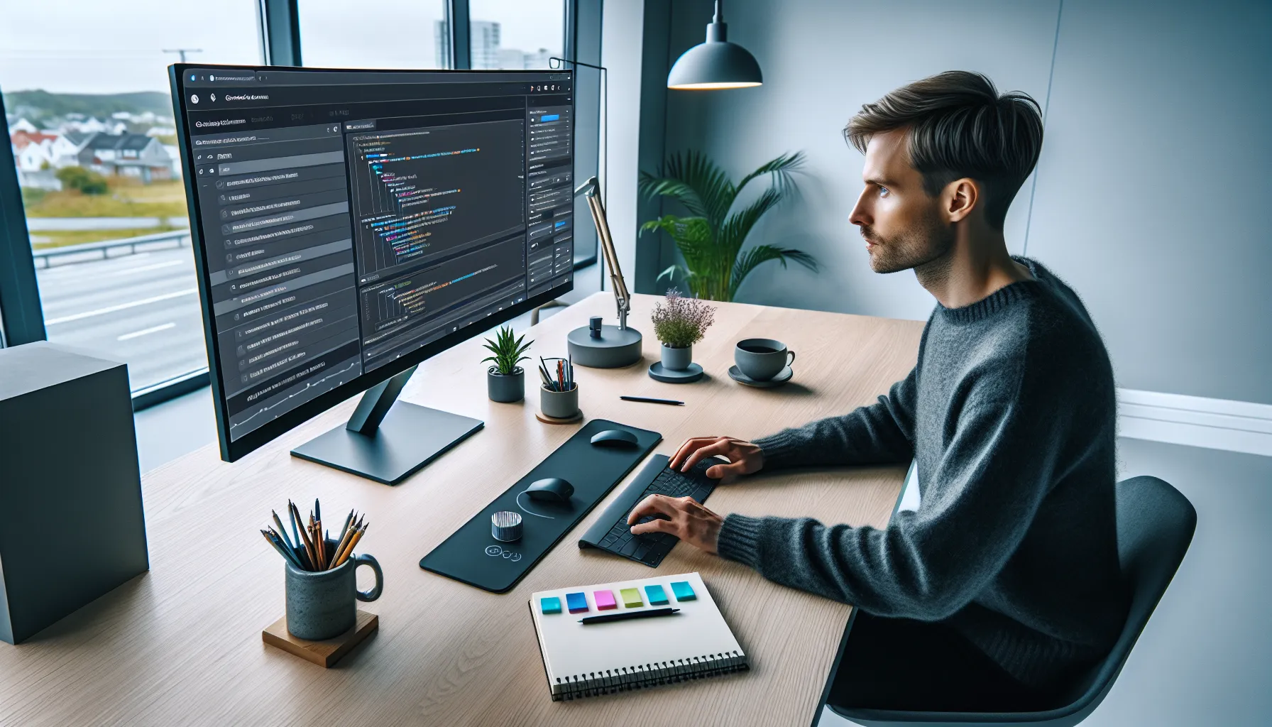 Norwegian seo expert reviewing robots. Txt, sitemaps, and site architecture on screen.