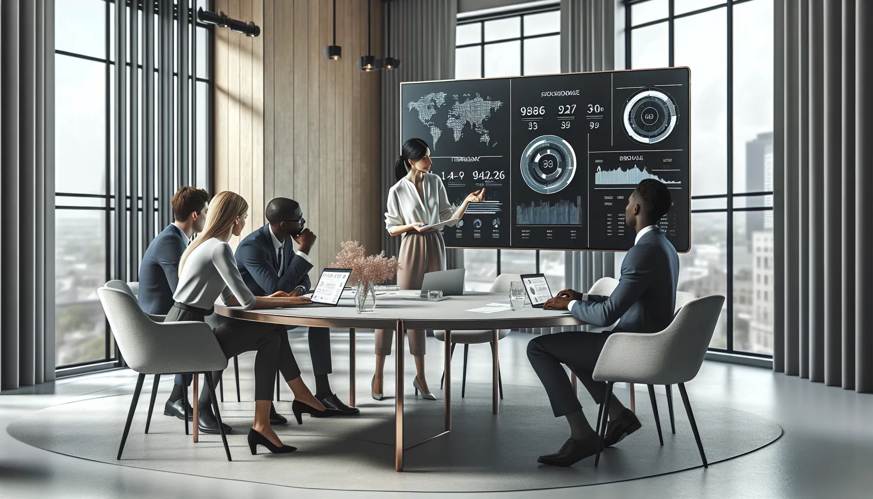 diverse team collaborating in a modern office on data management solutions.