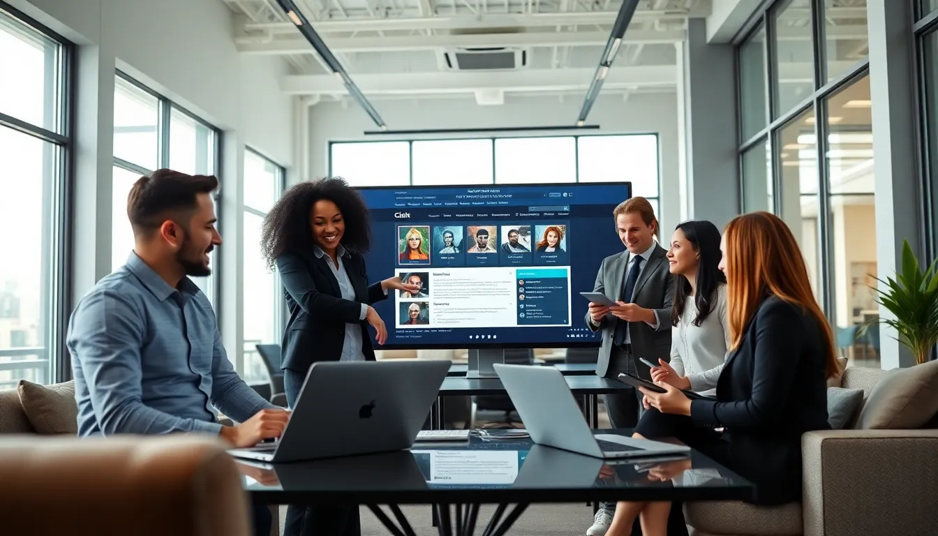 diverse team collaborating in a modern office on a gaming project.