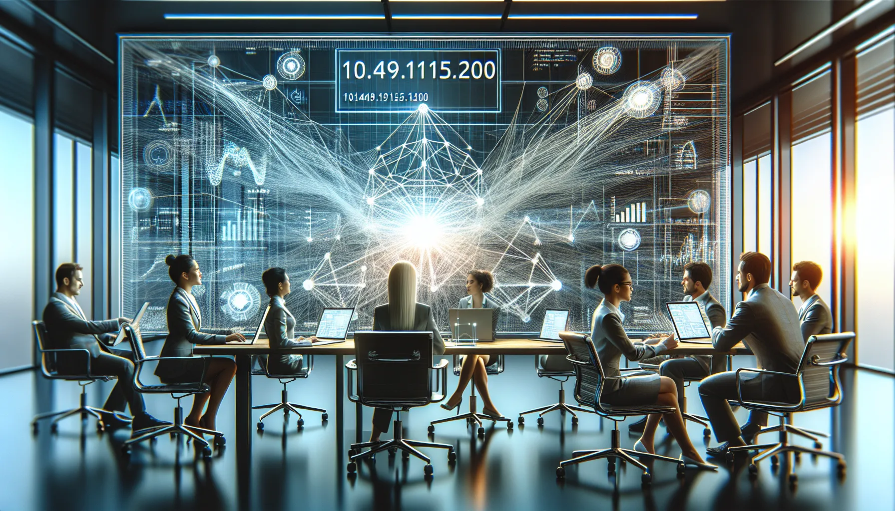 IT professionals discussing network performance with a focus on an IP address.