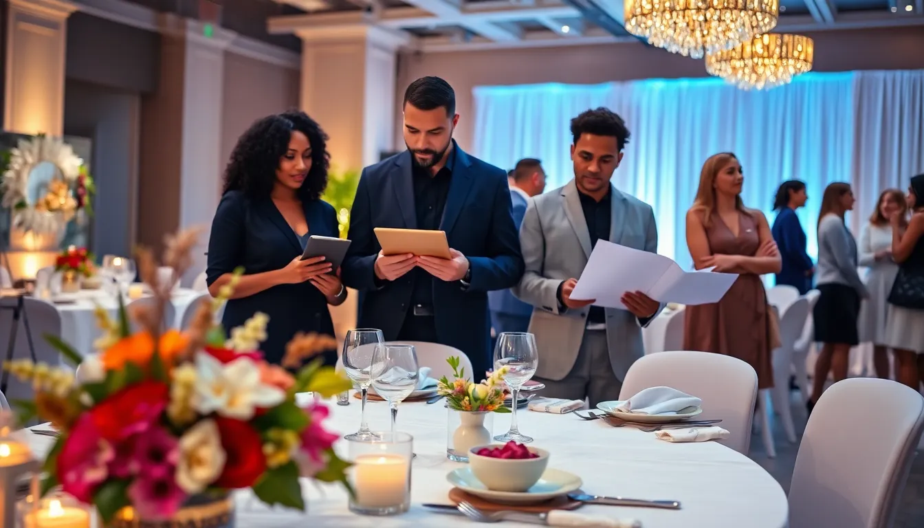 diverse team planning a budget-friendly event in a modern venue.