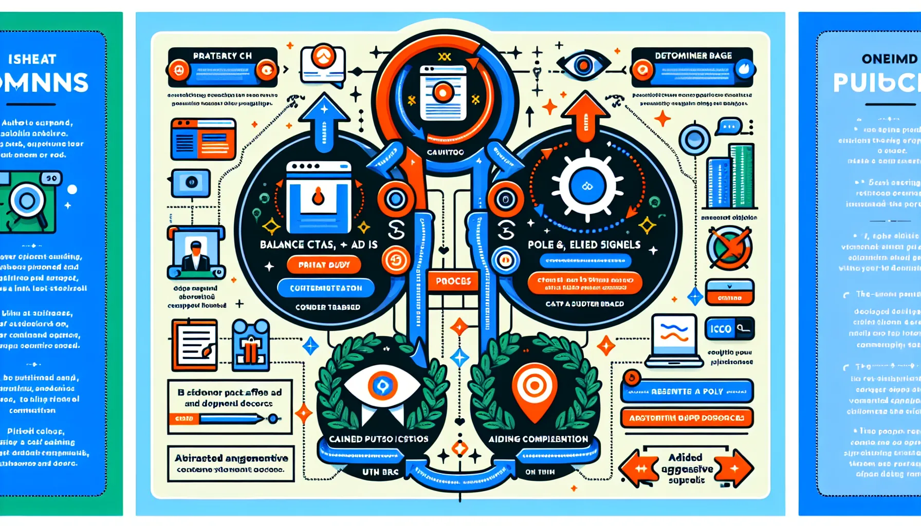 Three-pillar UX-SEO process showing trust signals, clarity tools, and balanced CTAs.