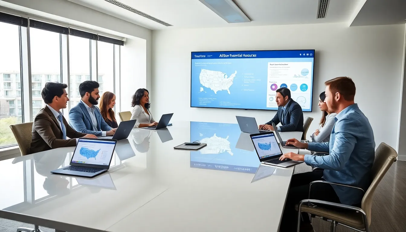 diverse team collaborating in a modern office setting.