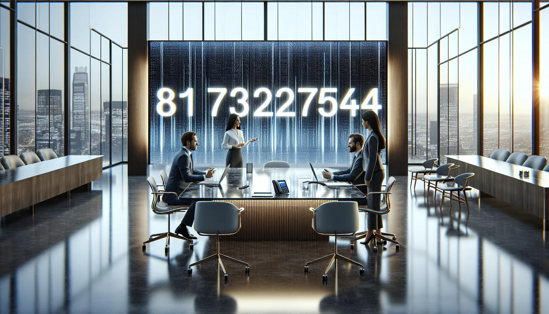 diverse professionals discussing communication in a modern office setting.