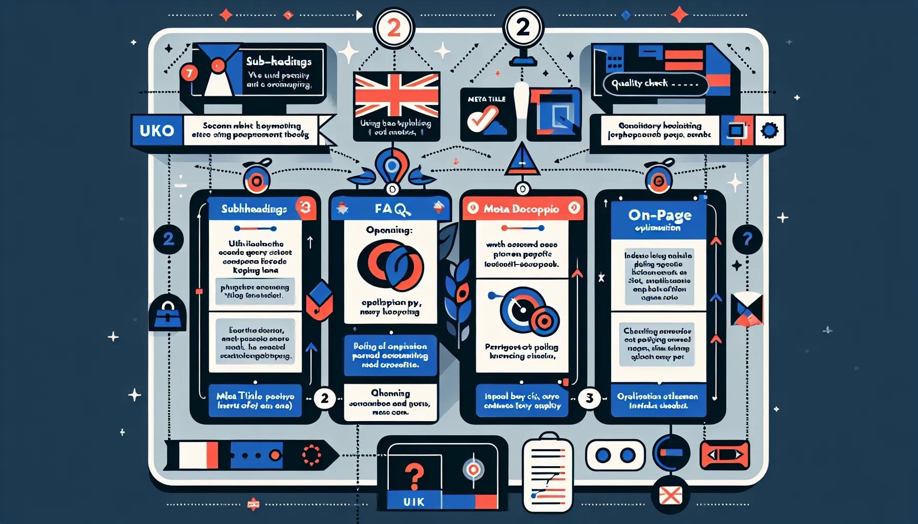 Infographic of UK best practices for placing and optimizing secondary keywords.