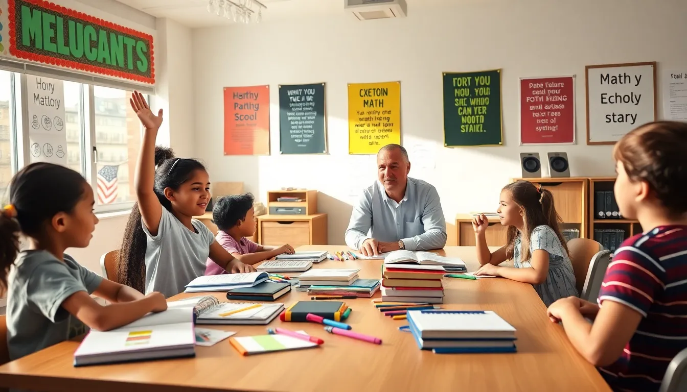 diverse 5th graders engaging in learning activities in a classroom