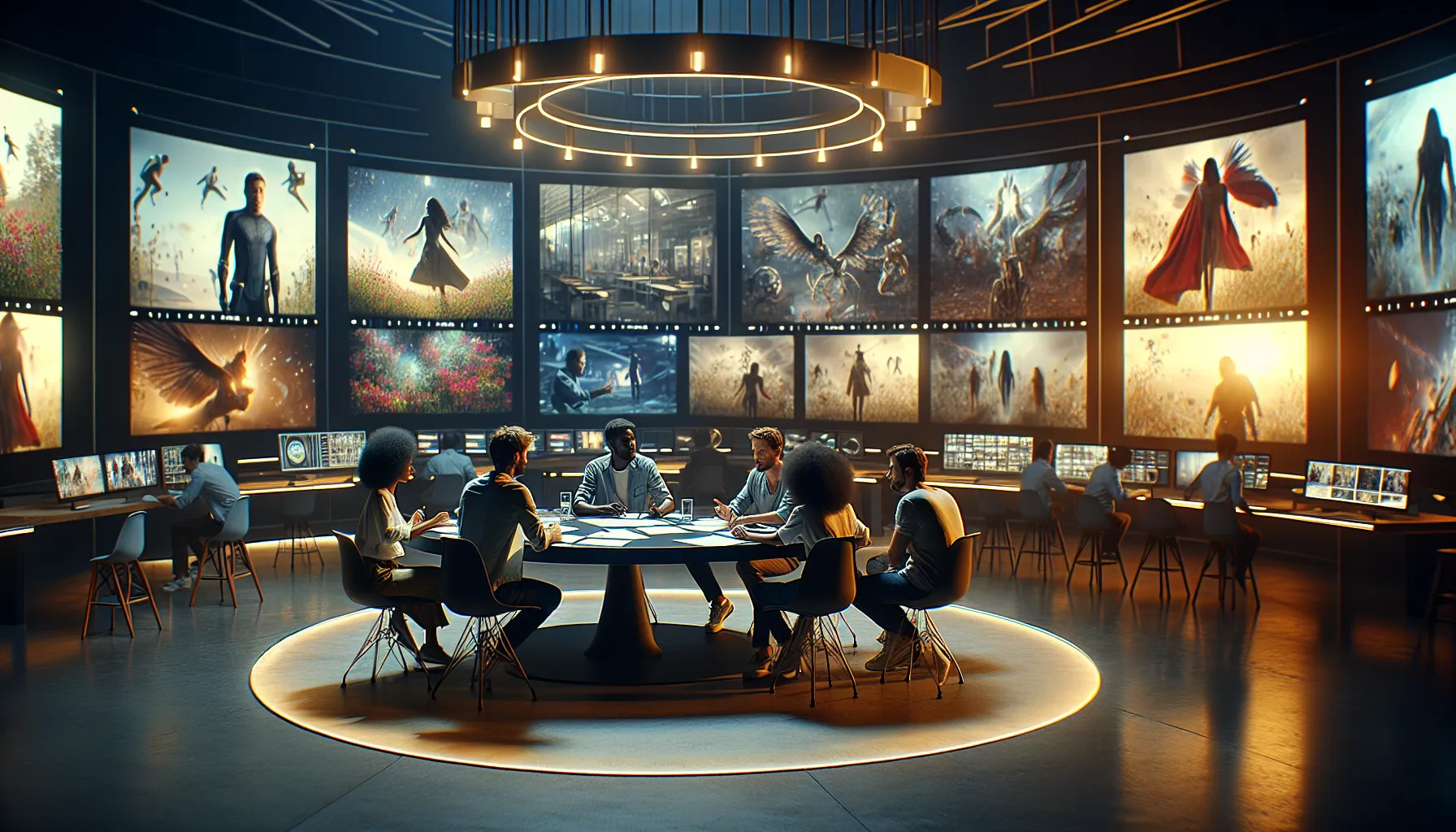 diverse team brainstorming concepts about Aataraxx in a studio.