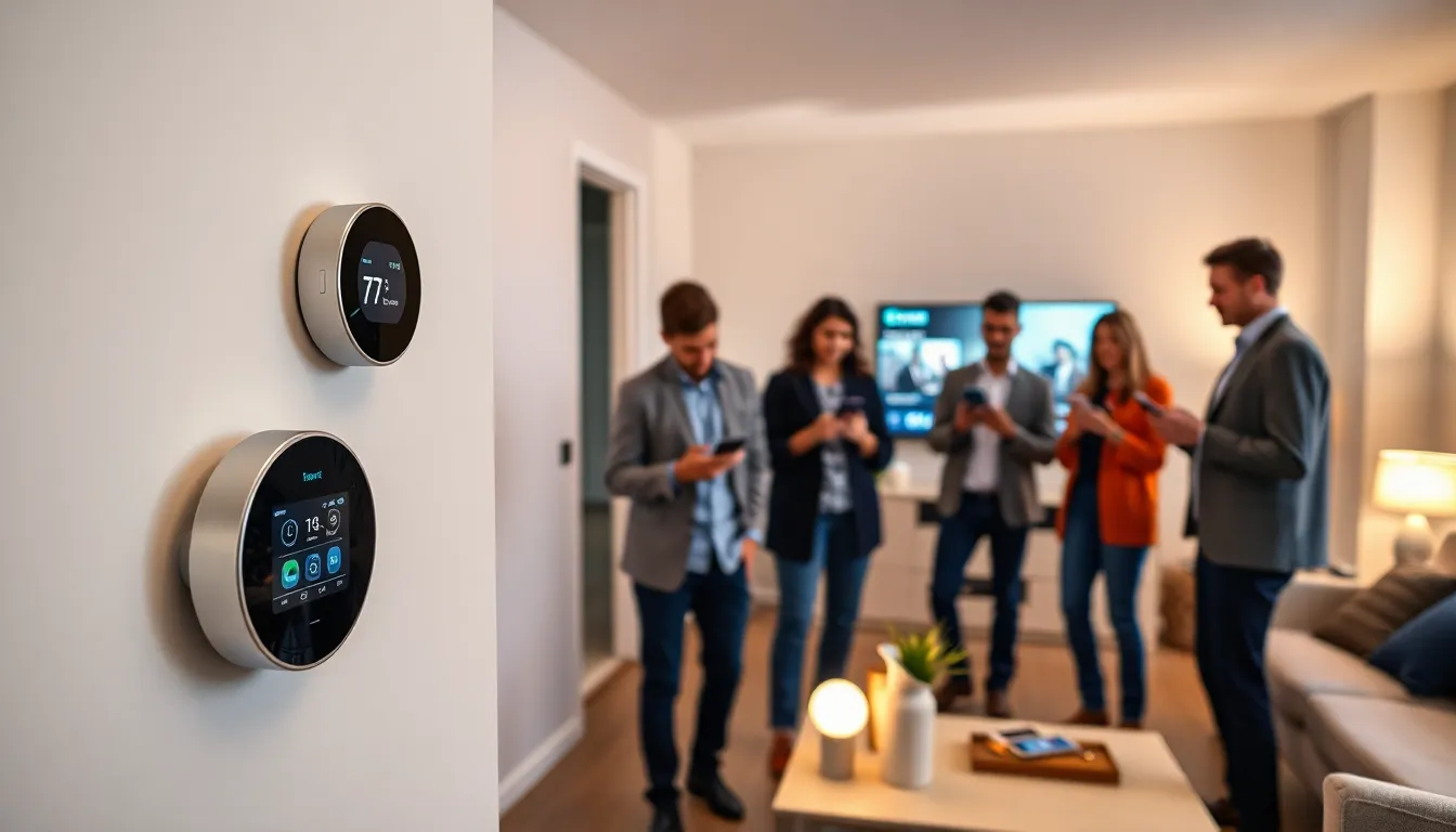 modern apartment featuring smart home devices in use.