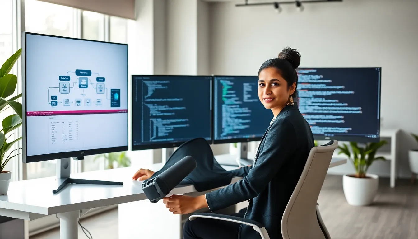Cloud DevOps Engineer collaborating in a modern office setting.