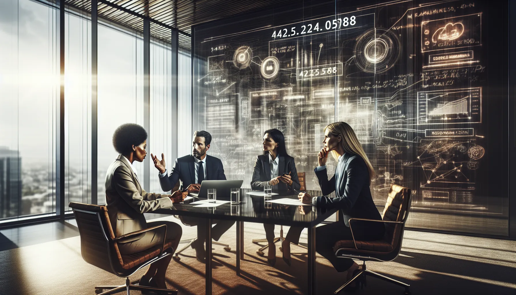 diverse professionals discussing phone call legitimacy in a modern office.