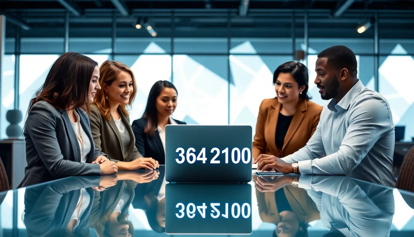 diverse team discussing the significance of a key number in a modern office.