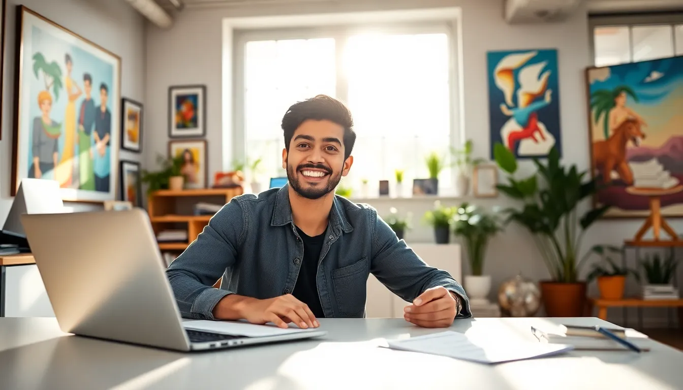 Content creator Alinahaider33 working in a creative office space.