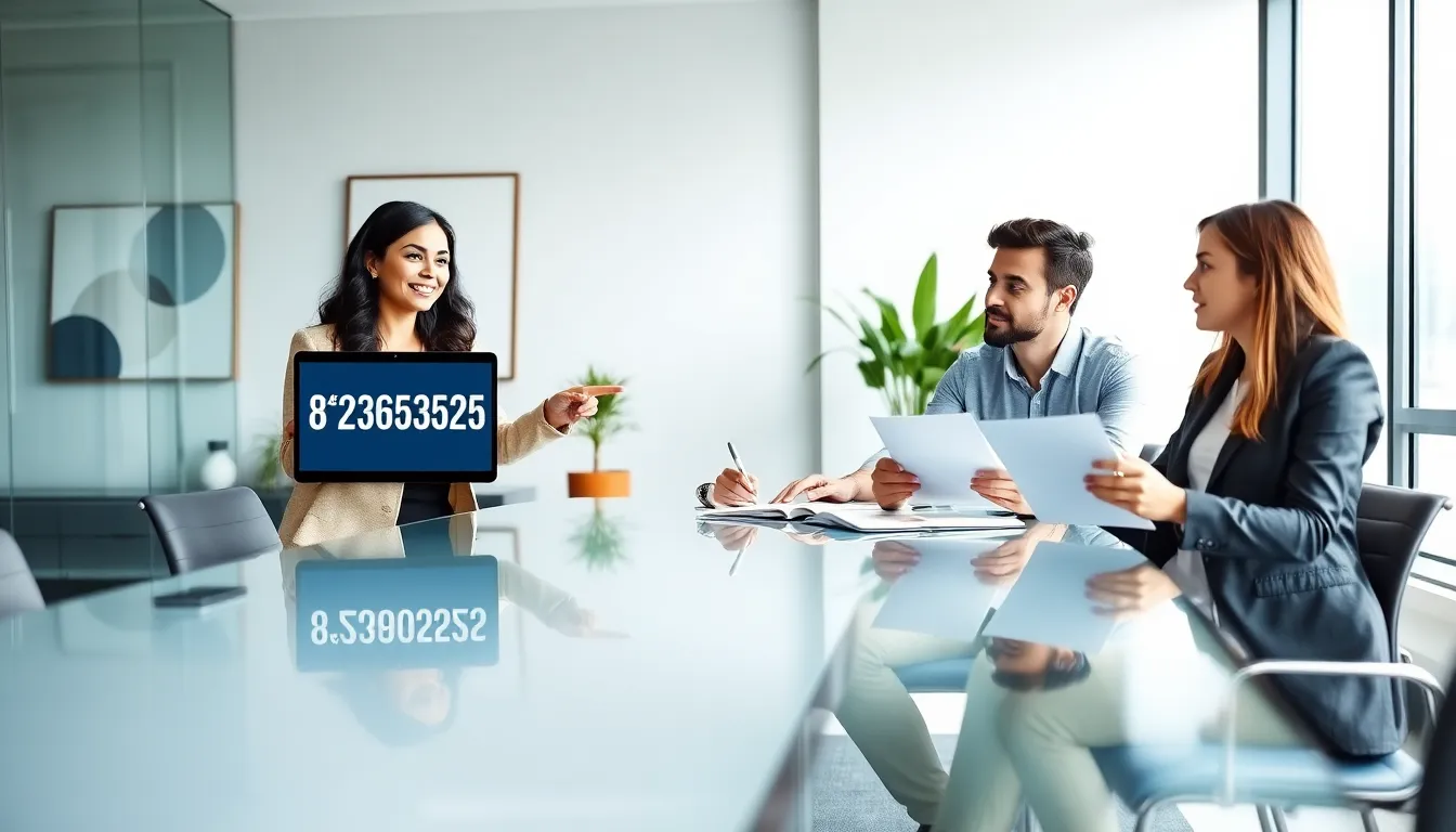 diverse team discussing toll-free numbers in a modern office.
