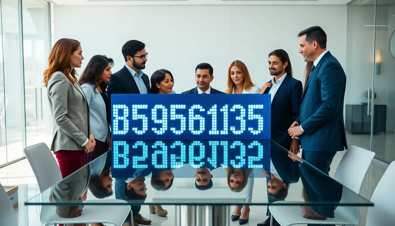 diverse professionals analyzing numeric sequences in a modern office.