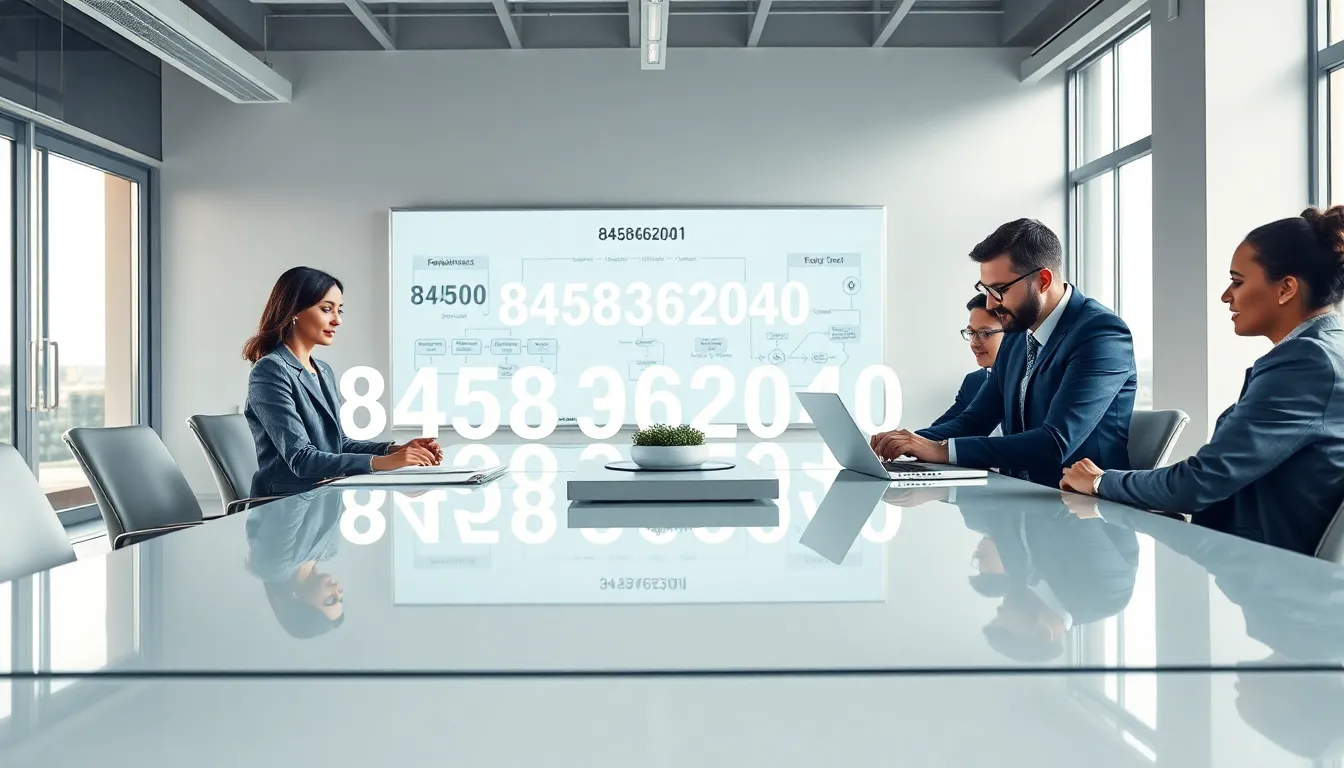 diverse team discussing the significance of the number 8458362040.