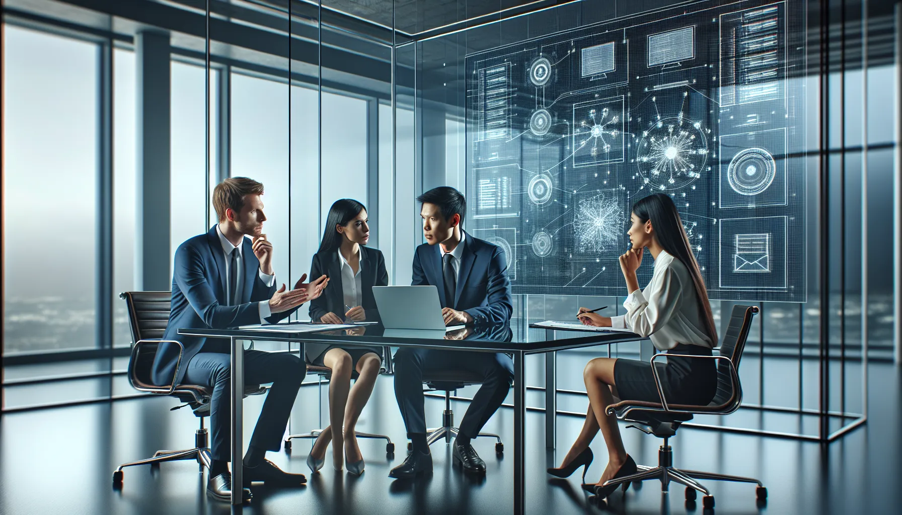 diverse team collaborating in a modern office setting.