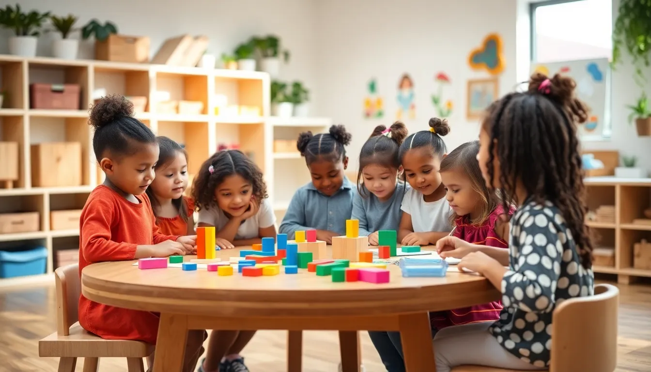 children engaging in hands-on learning at Greenspring Montessori.