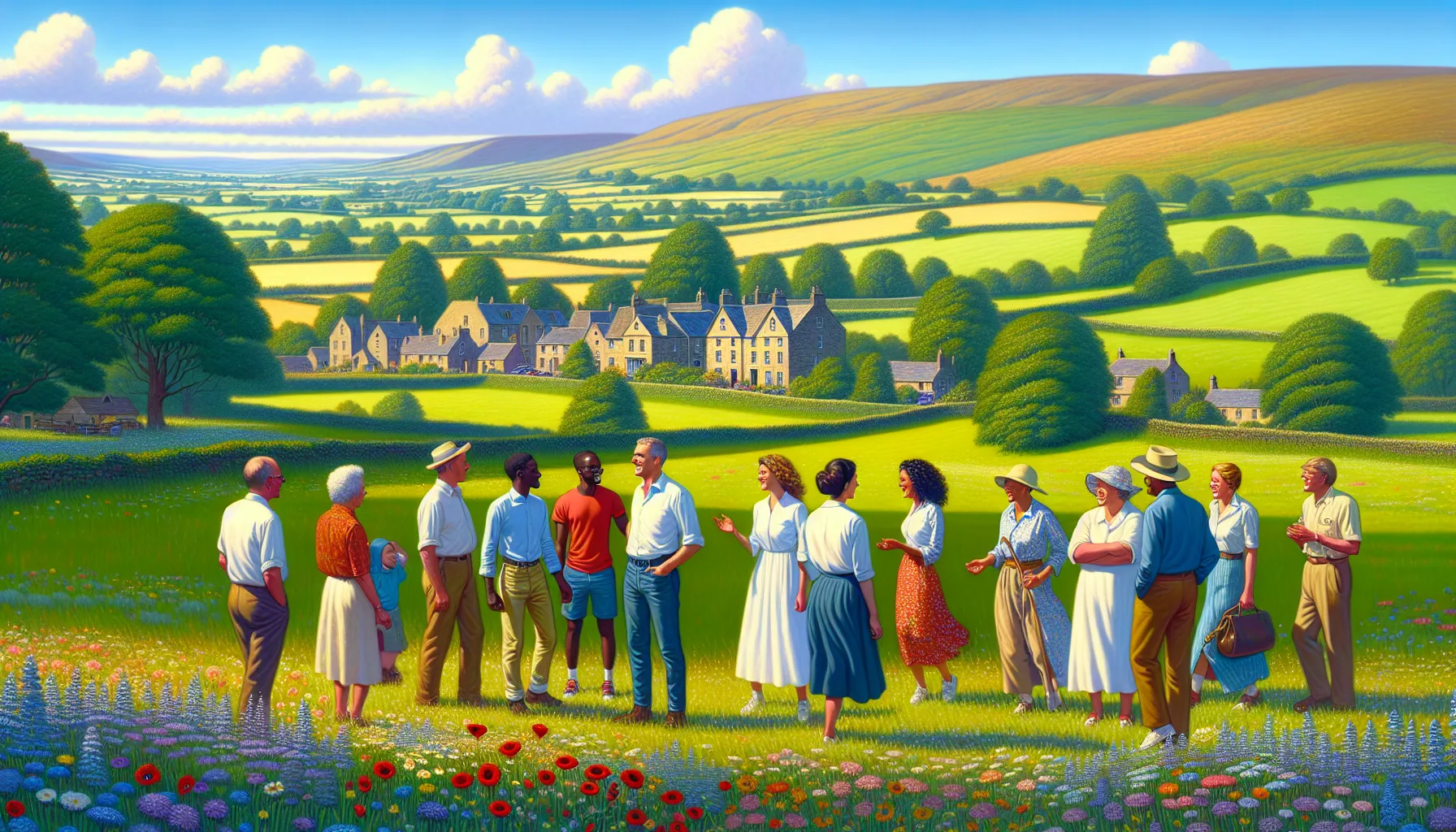 vibrant locals in a picturesque landscape of Leannebernda.