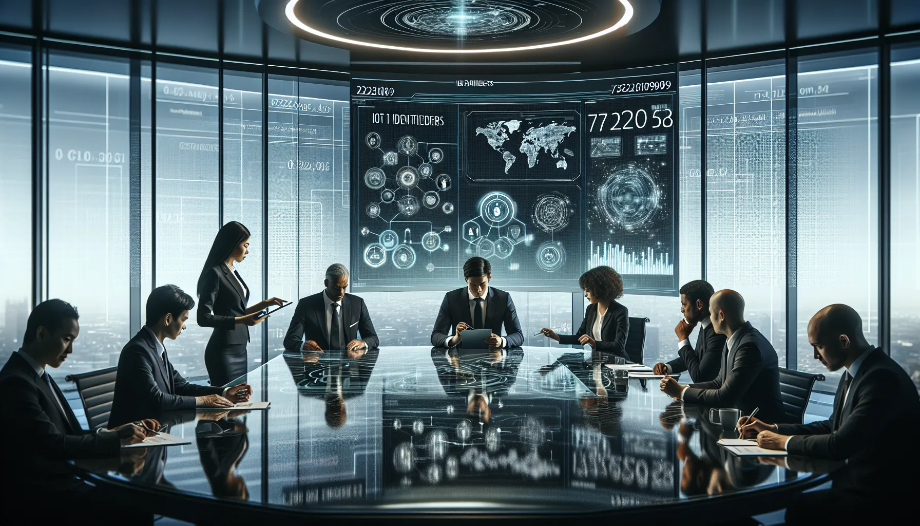 diverse team discussing future developments in a modern office.