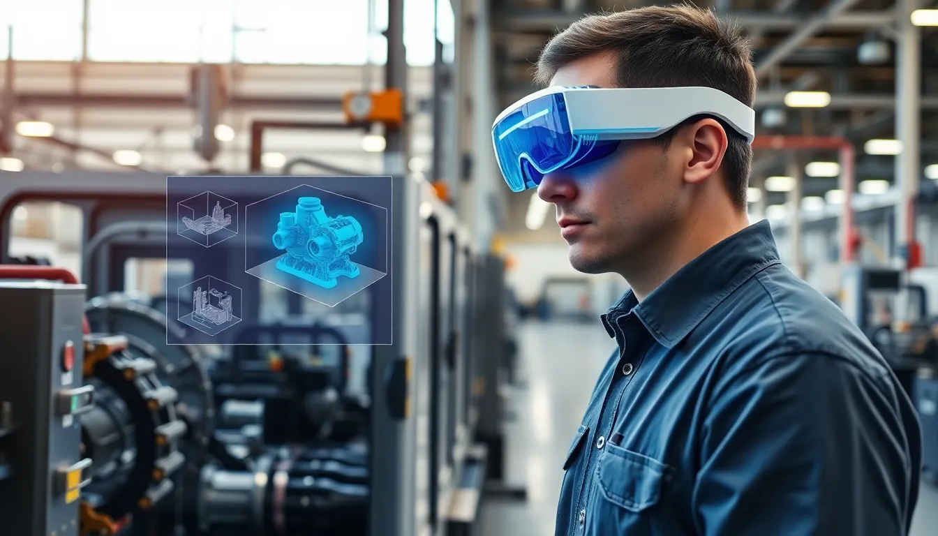 technician using augmented reality glasses in an industrial setting.