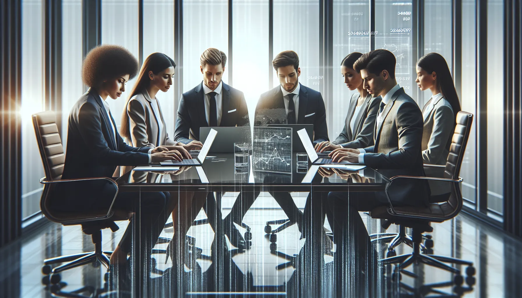 diverse team in a modern office discussing data management.