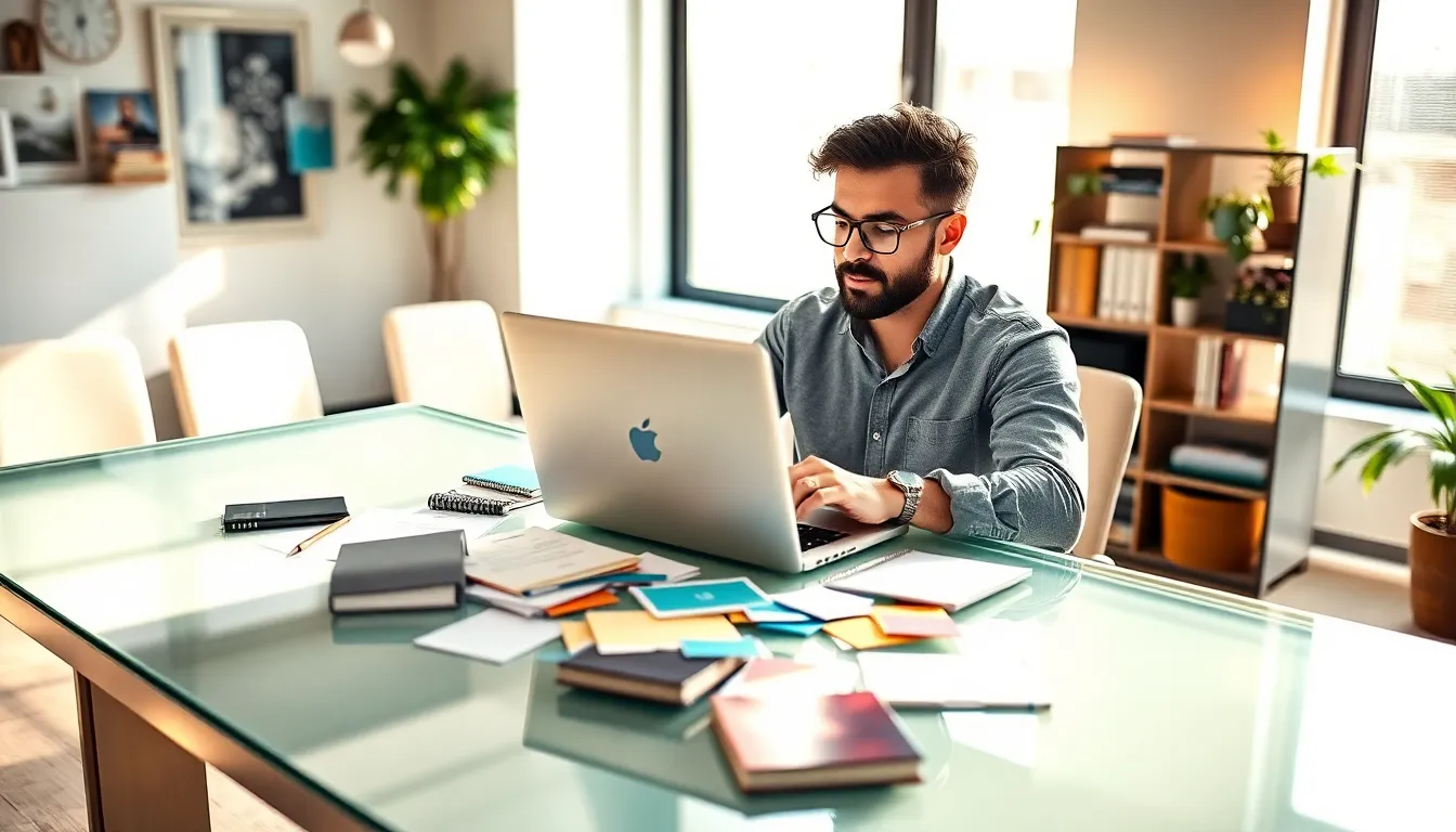 Content creator Jenchapman77 working in a modern, well-lit office.