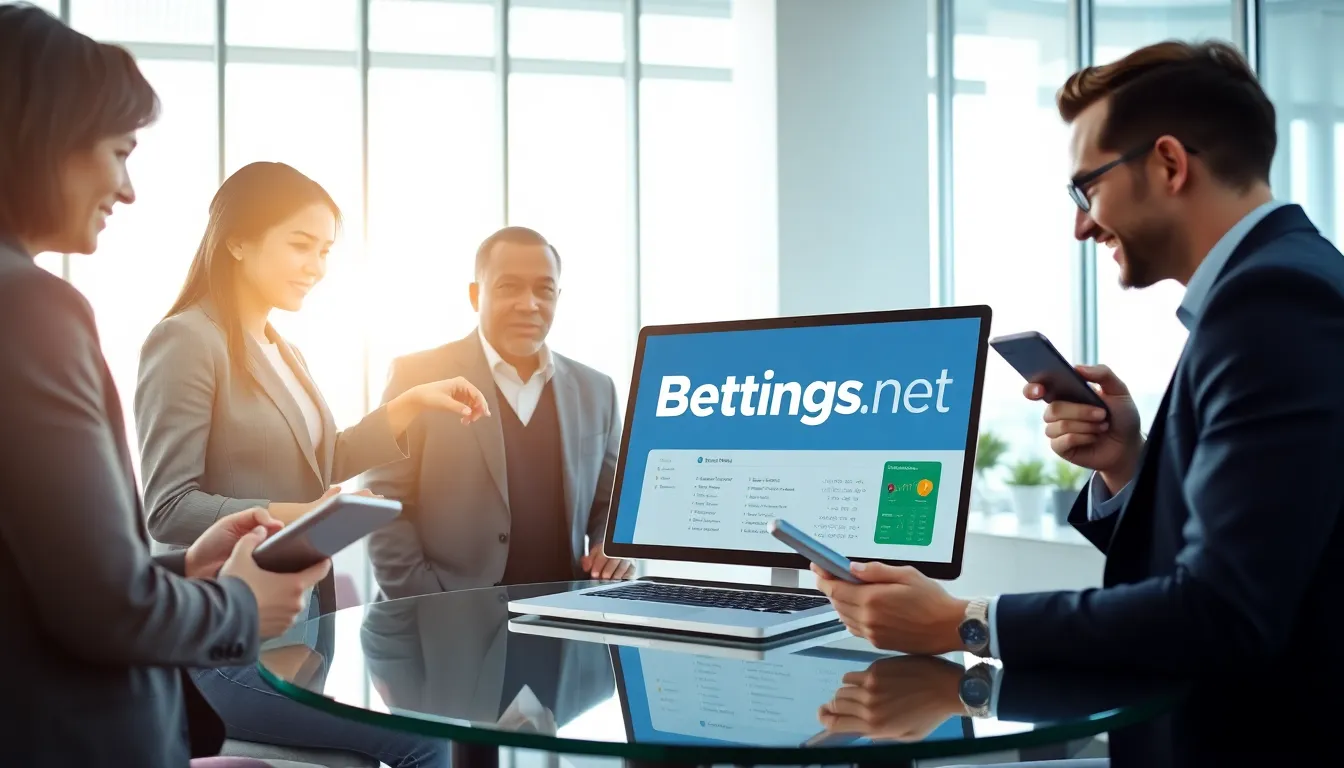 diverse group discussing betting strategies in a modern office.