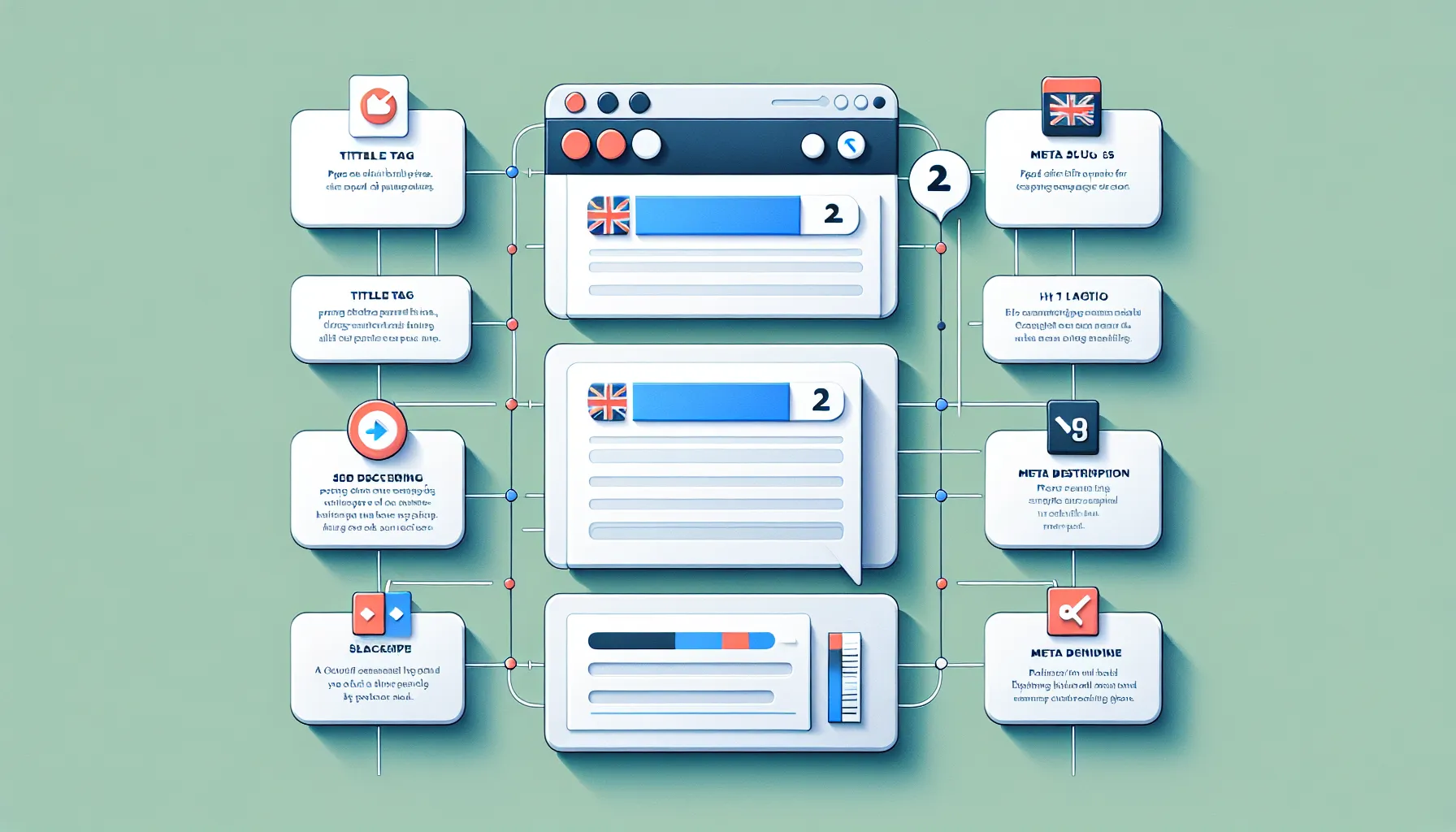 UK-focused on-page SEO checklist highlighting five core optimisation elements.