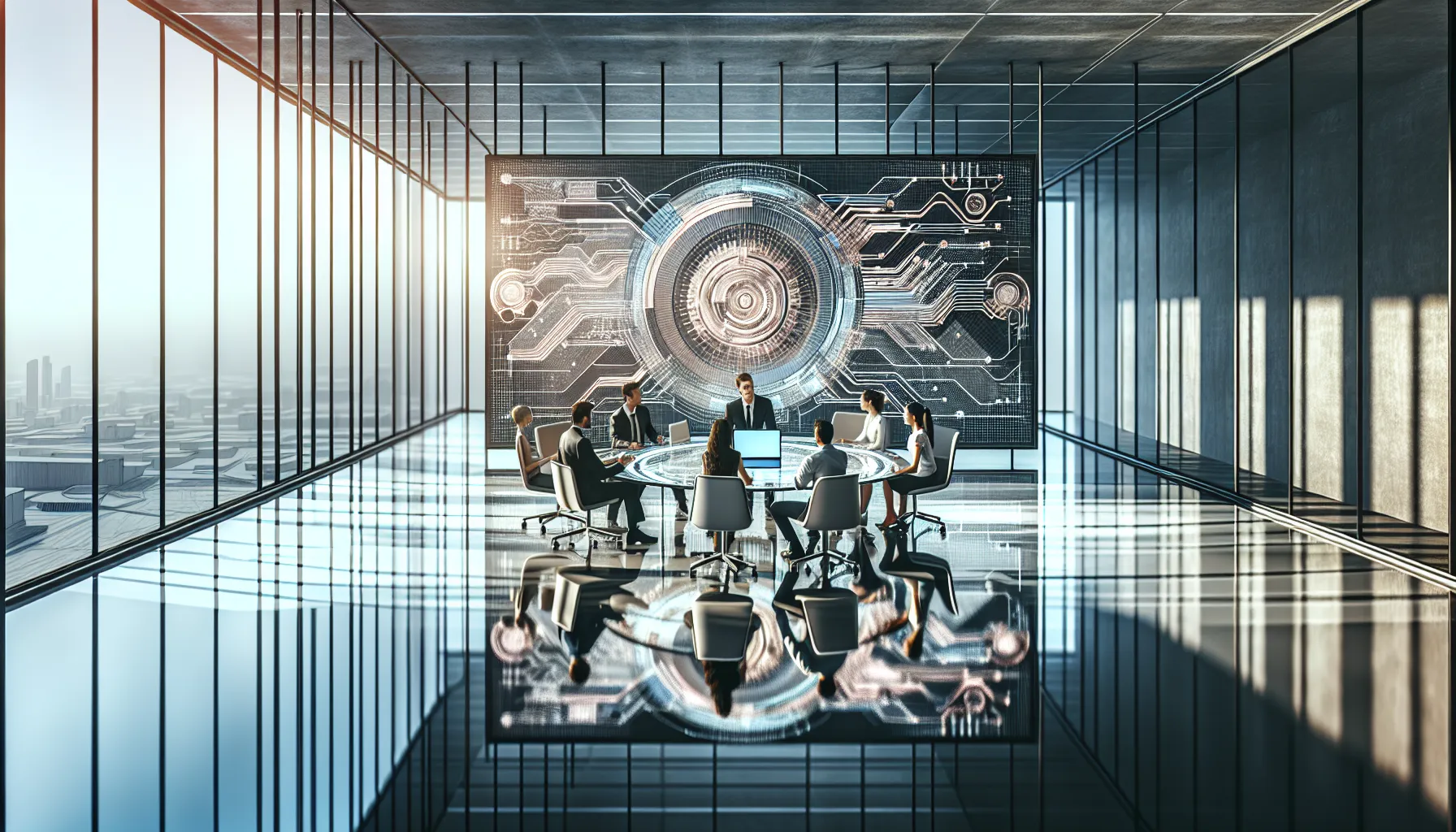 diverse professionals discussing tech component 651ZC00014 in a modern office.