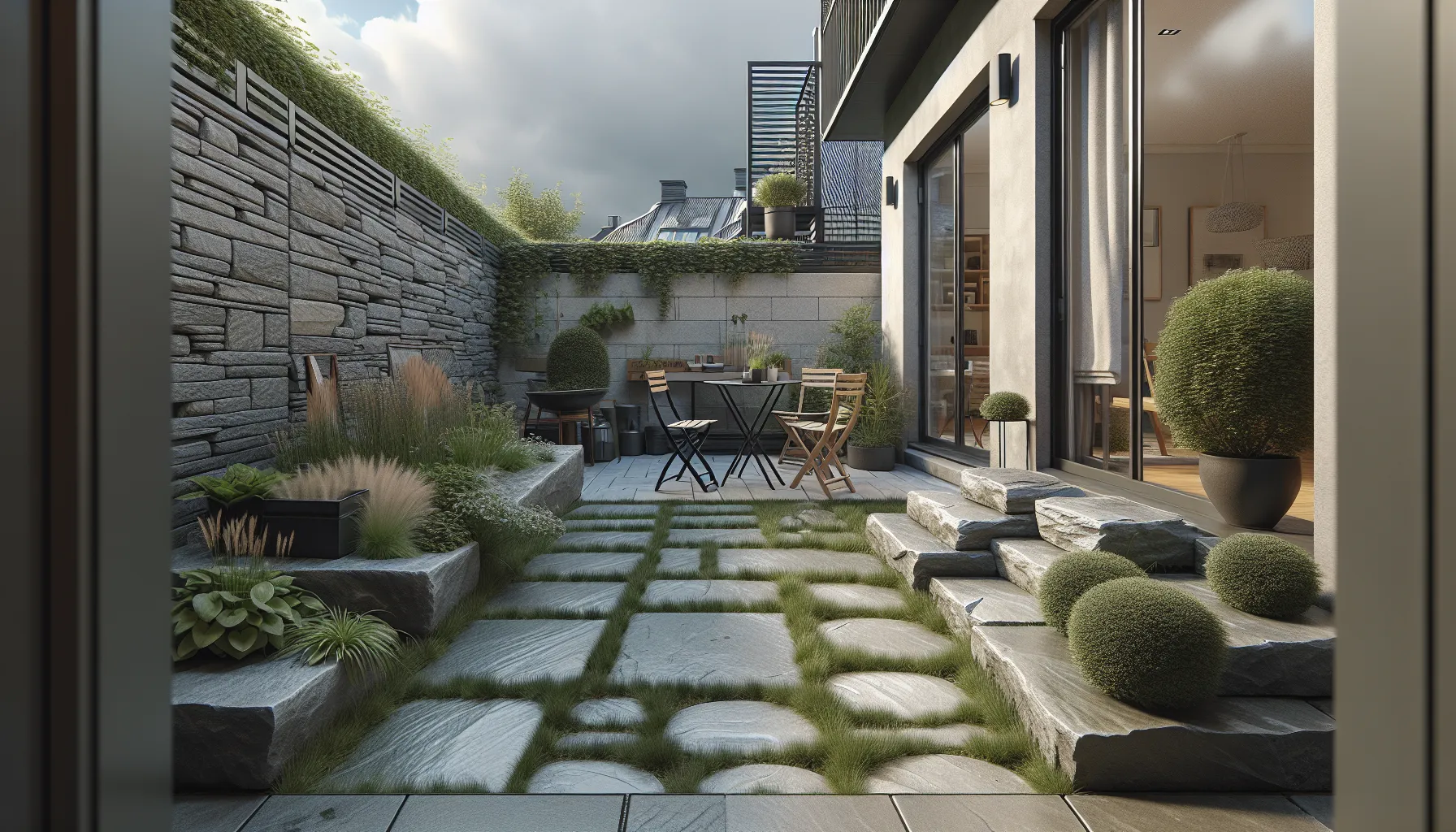 Hvordan velge riktig stein for små hager: plassbesparende og estetiske løsninger 2 Small norwegian garden with stone path and patio defining calm, organized outdoor zones.