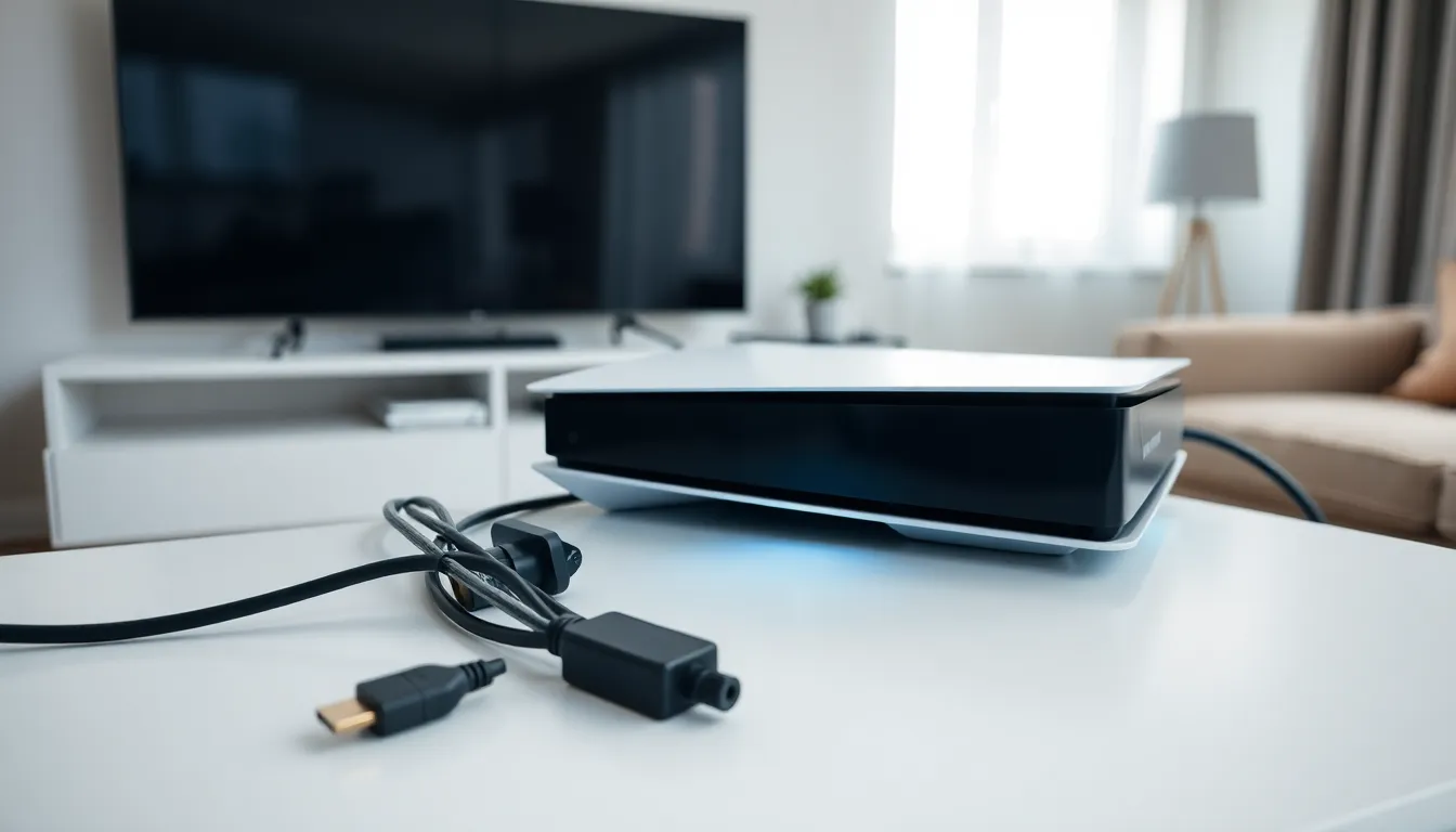 PlayStation 5 console with loose cables, highlighting power connectivity issues.