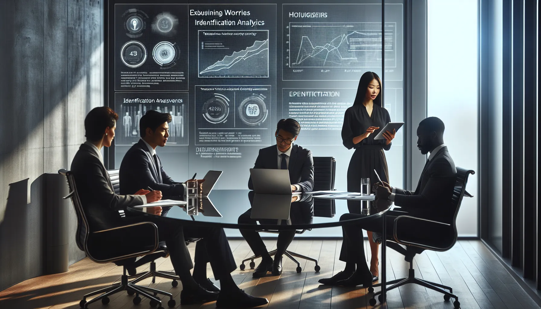 diverse professionals discussing security concerns in a modern office.