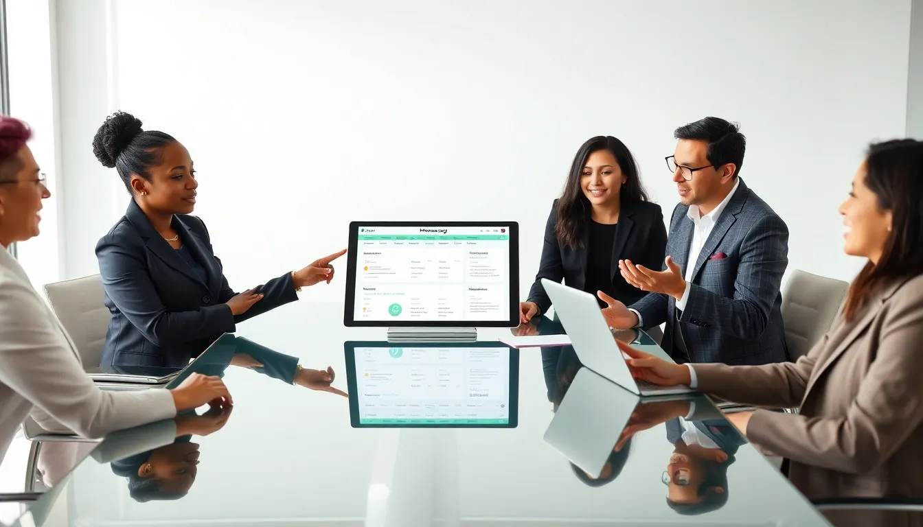 diverse team discussing digital asset swapping in a modern office.