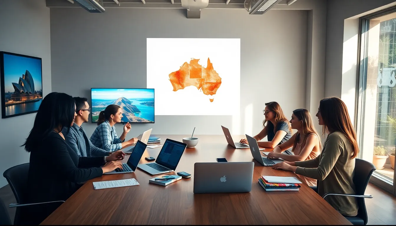 diverse team collaborating in a bright office setting.