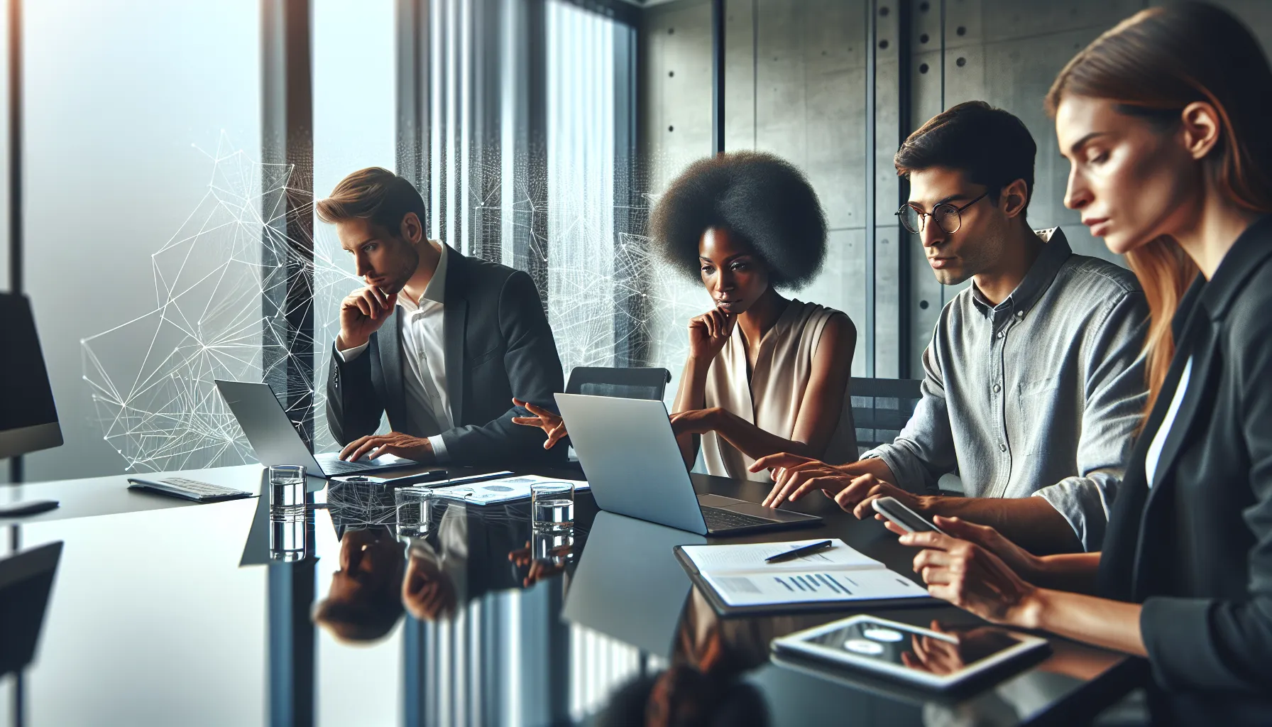 diverse team troubleshooting login issues in a modern office.