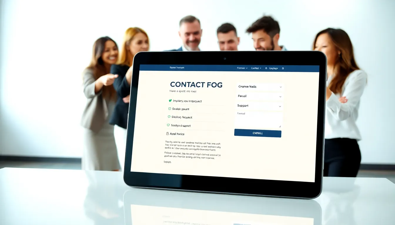 a modern contact page with professionals discussing customer engagement.