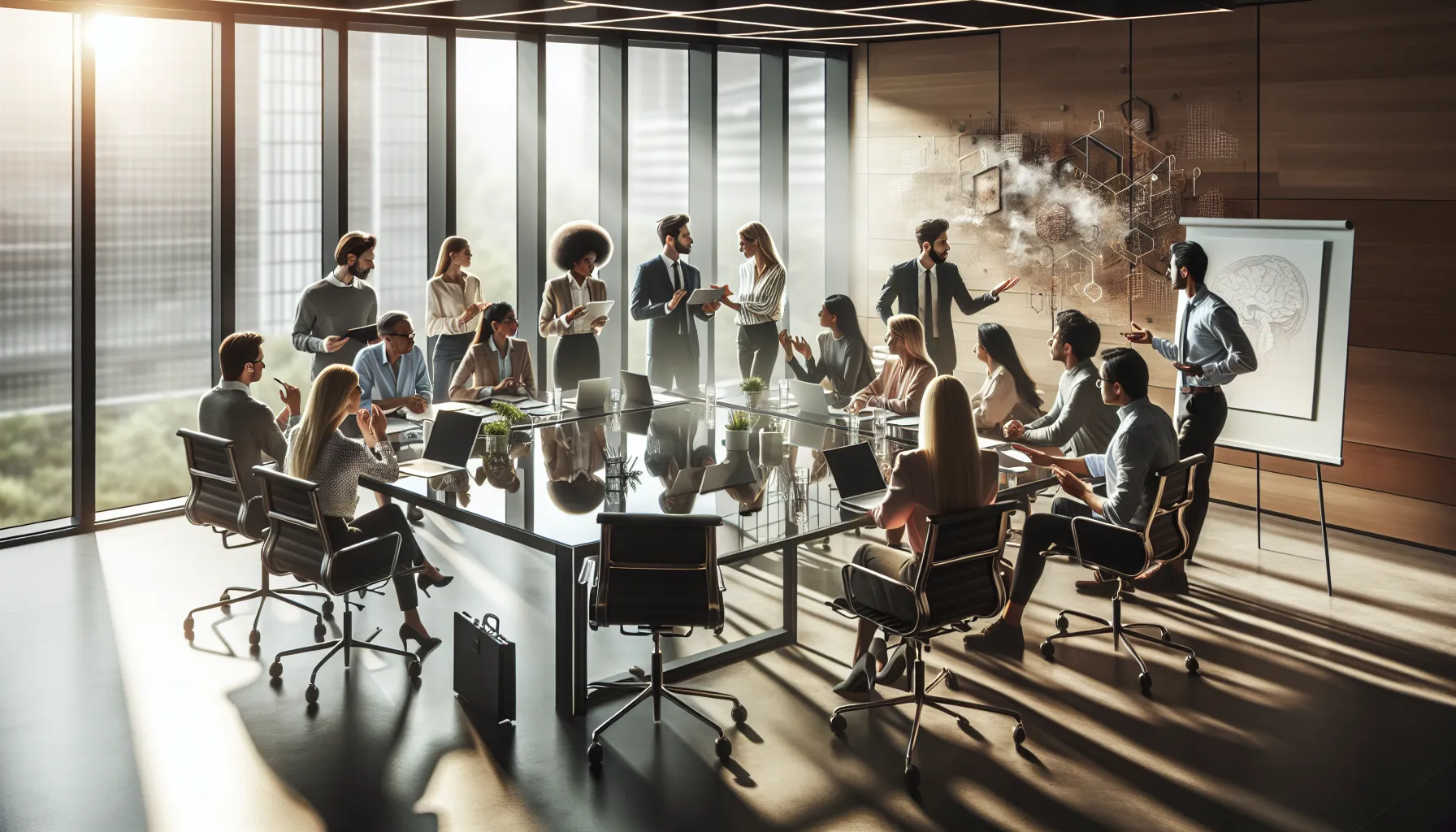 diverse professionals collaborating in a bright modern office.