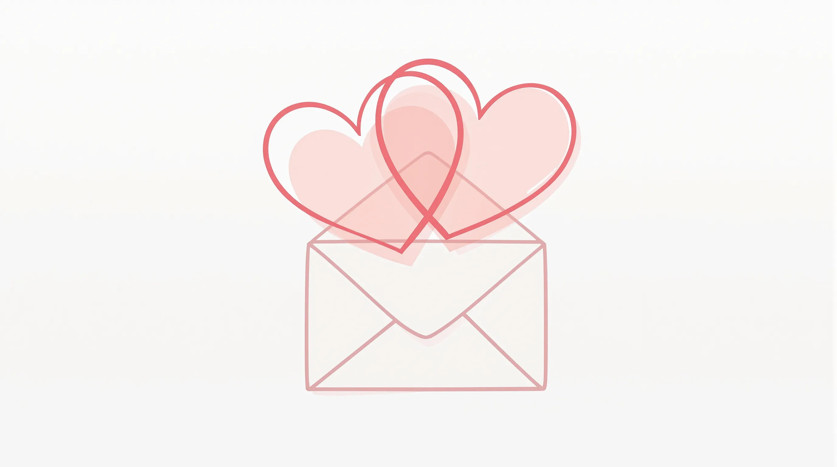 two hearts over a folded birthday note on a clean white background