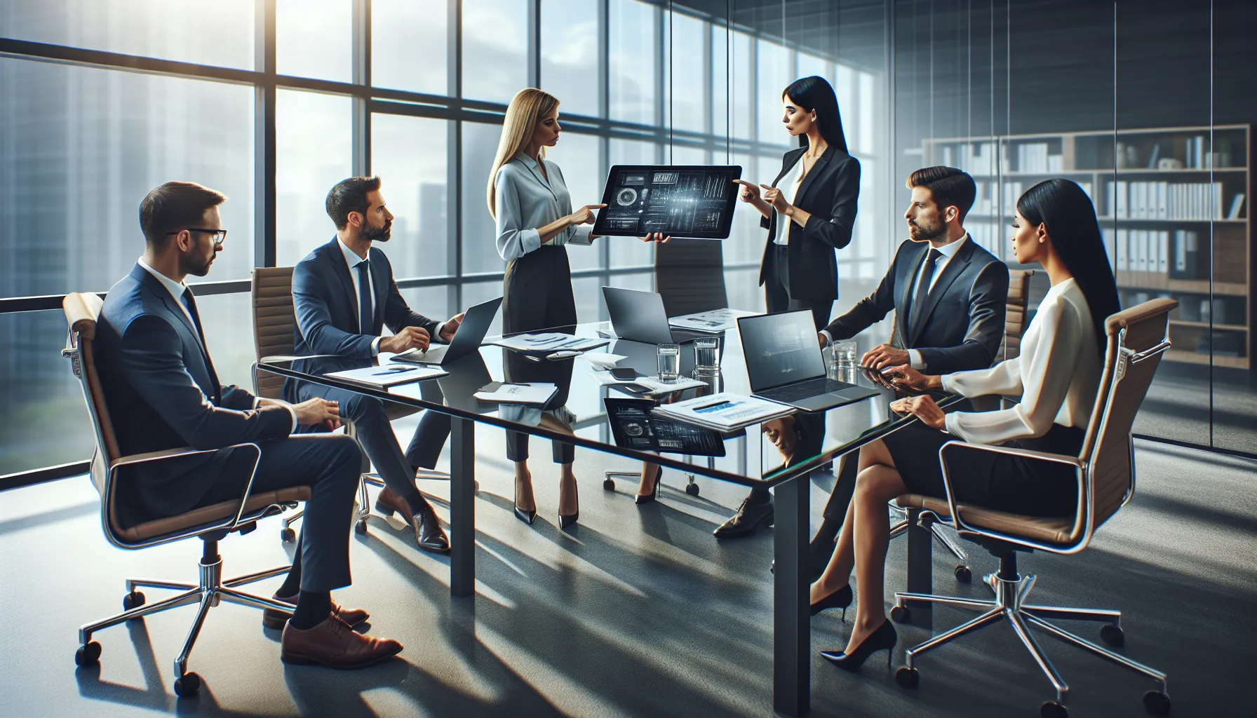 diverse team discussing the significance of a key identifier in an office.